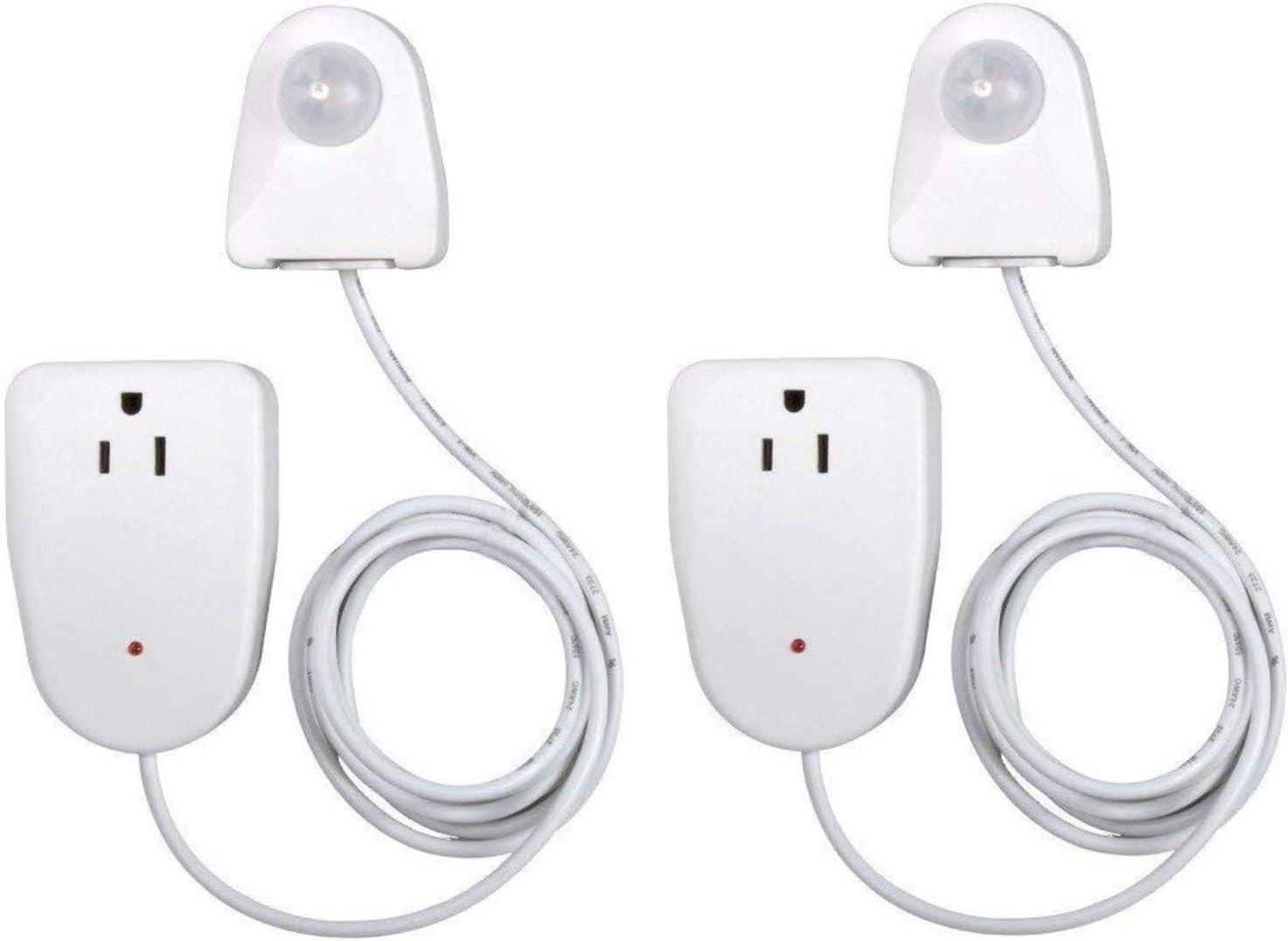 White Plug-In Motion Sensor Outlet Light Control with Cord, 2 Pack