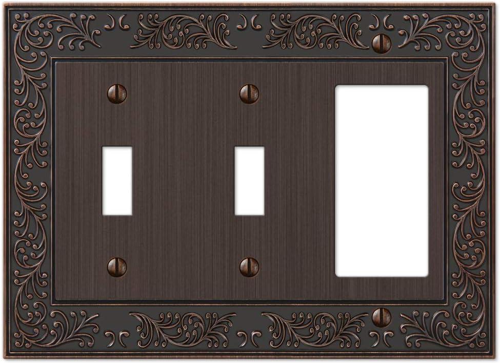 Amerelle 43TTRVB Moderne Wallplate 2 Toggle / 1 Rocker Cast Metal Bronze 1-Pack