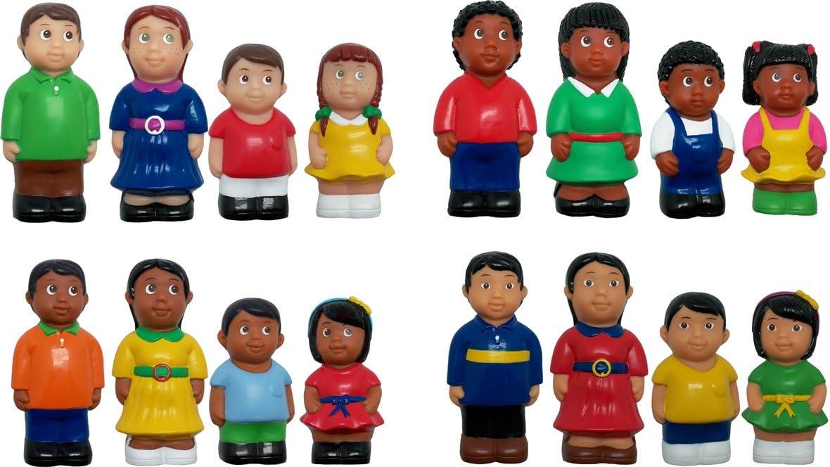 Multicultural Family Figures Set with Soft Vinyl Construction