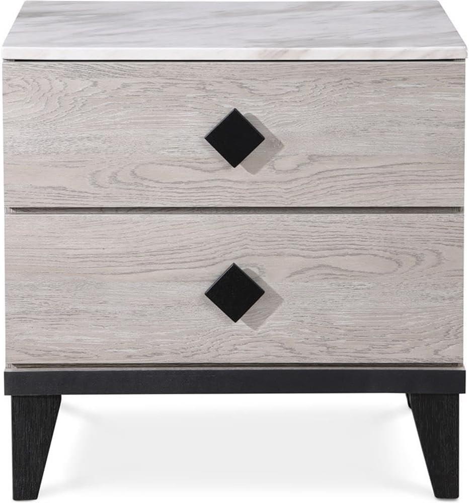 Adore Decor Micah Modern Square Nightstand End Table with 2 Drawers, Beige