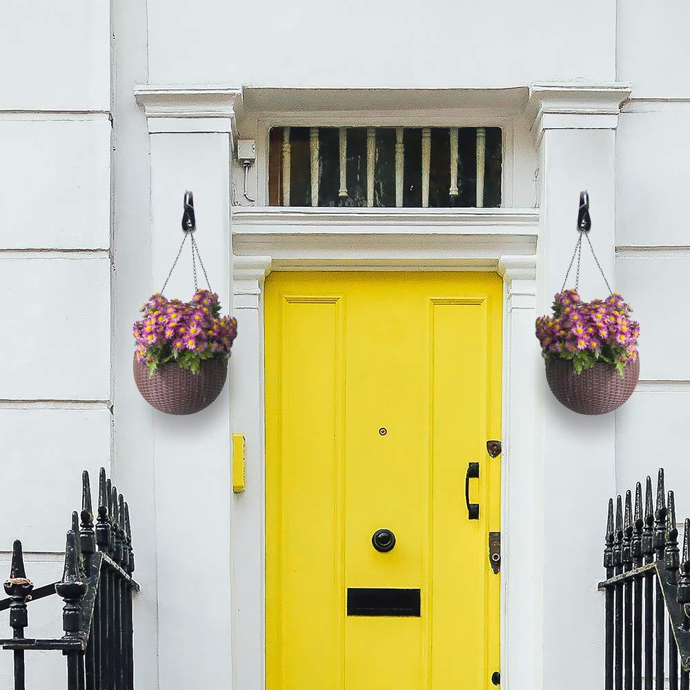 6-Pack 7" Plant Hanger Bracket - Forged Wrought Iron Powder-Coated Heavy Duty Wall Hook - Black Plant Hanging Hooks - Durable and Stable for Bird Feeders, Planters Indoor & Outdoor