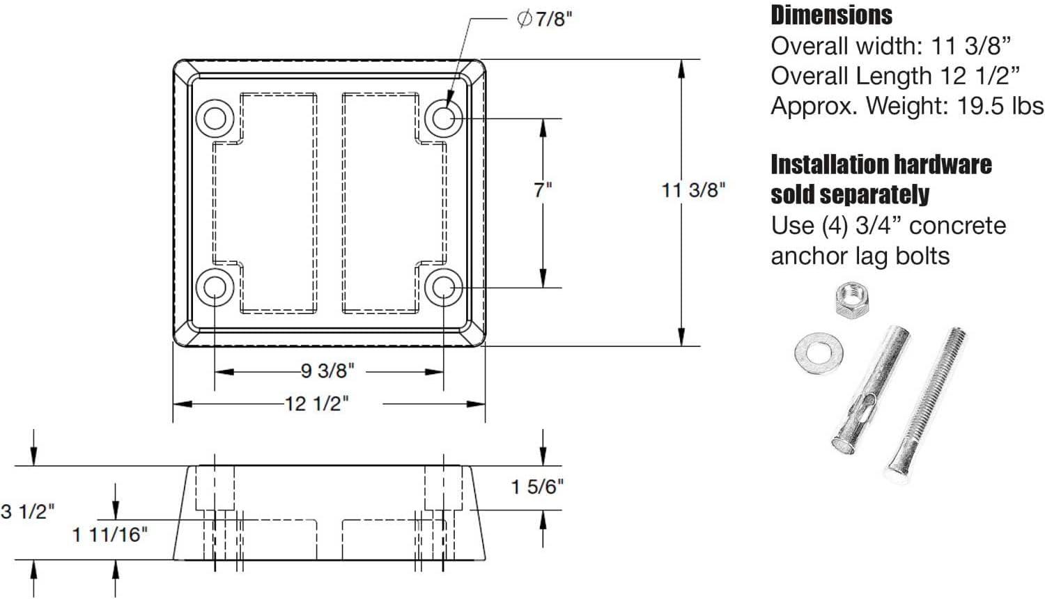 Vestil Vestil Rubber 4'' L Molded Dock Bumper