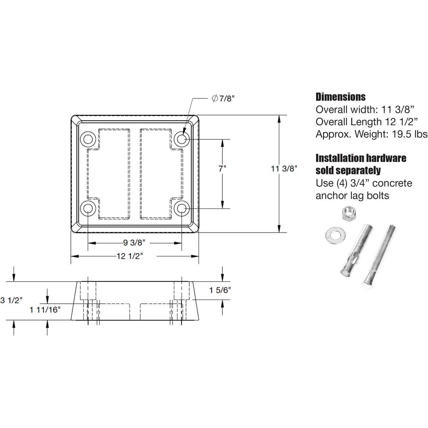Vestil Vestil Rubber 4'' L Molded Dock Bumper
