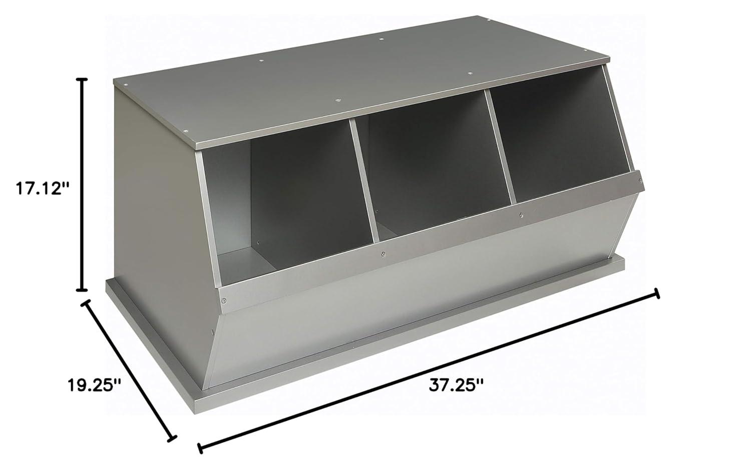 Badger Basket Three Bin Stackable Storage Cubby - Silver