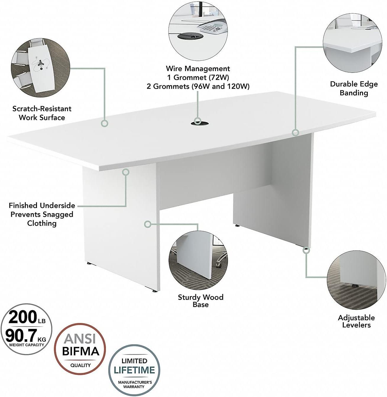 BBF 96W x 42D Boat Shaped Conference Table with Wood Base