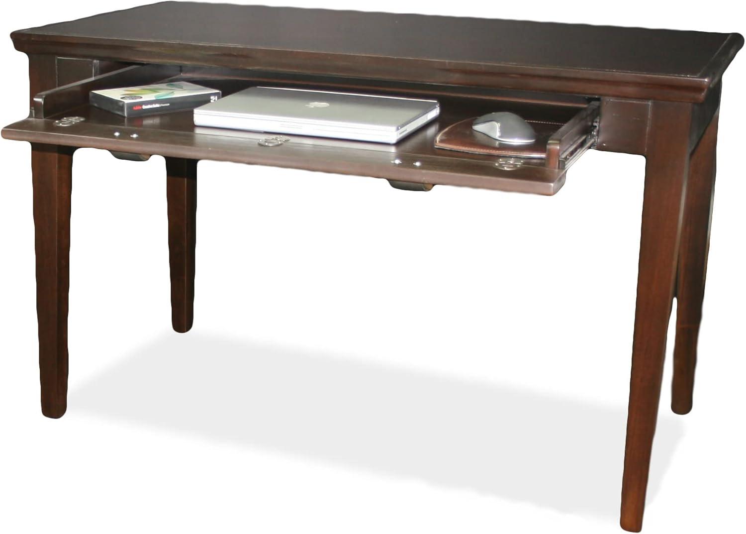 Chocolate Cherry Wood Writing Desk with Drawer and Keyboard Tray