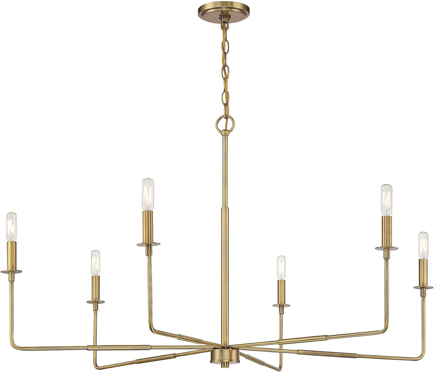 Savoy House Salerno 6 - Light Chandelier in  Warm Brass