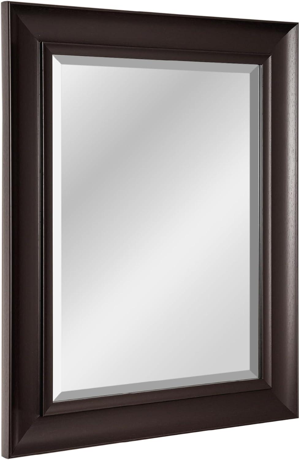 Espresso Brown Beveled Rectangular Vanity Mirror