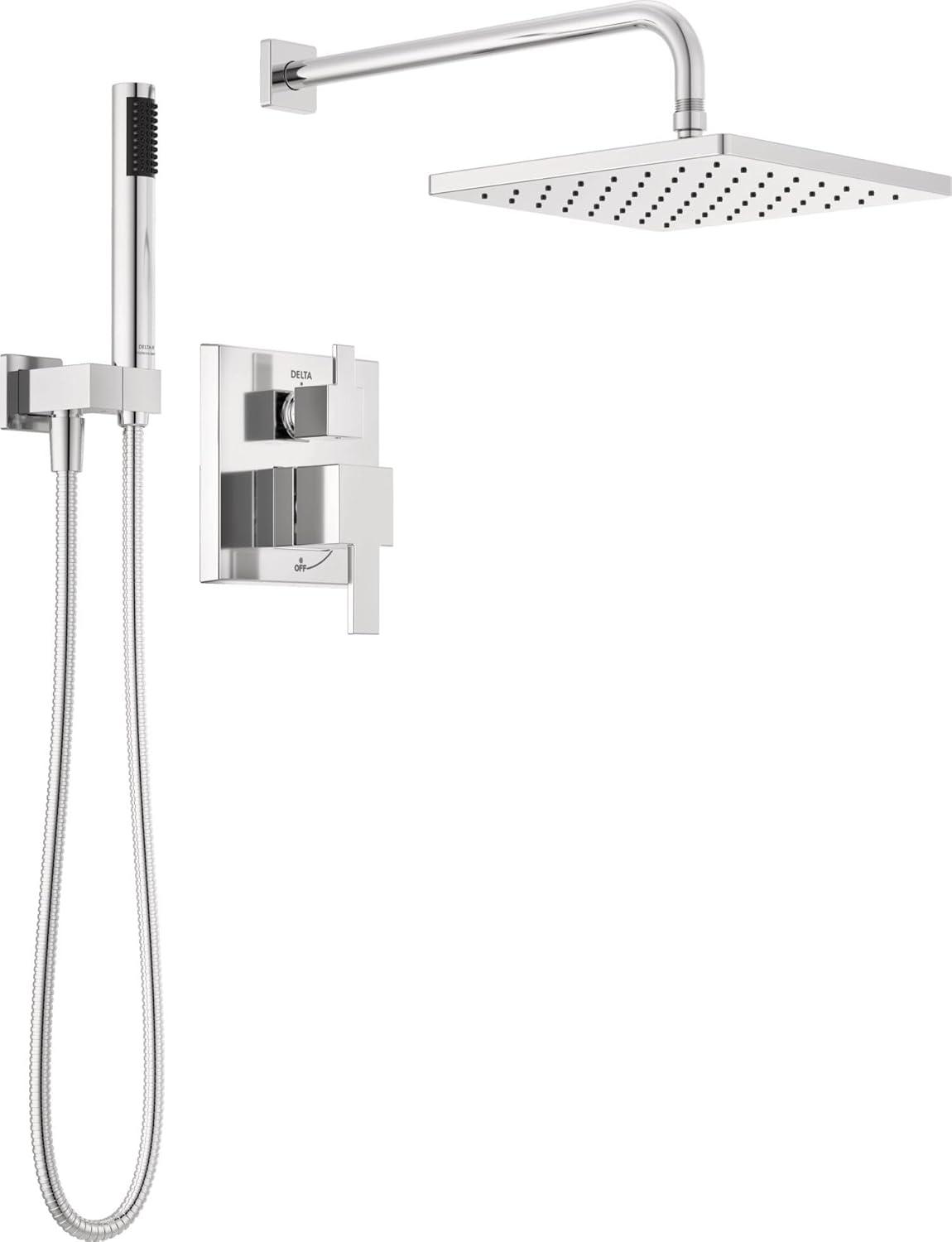 Modern Raincan Square Shower System, Rain Shower Head with Handheld Spray, Shower Faucet Set