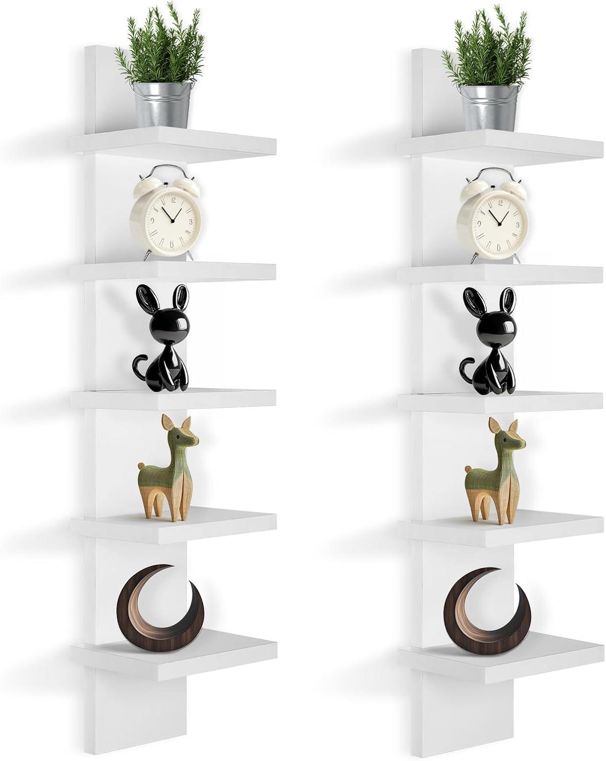 5 Tier Wall Shelf Unit, Brown Wall Shelf, Multifunctional Display Floating Shelf, Bedroom and Home Decor Organizer