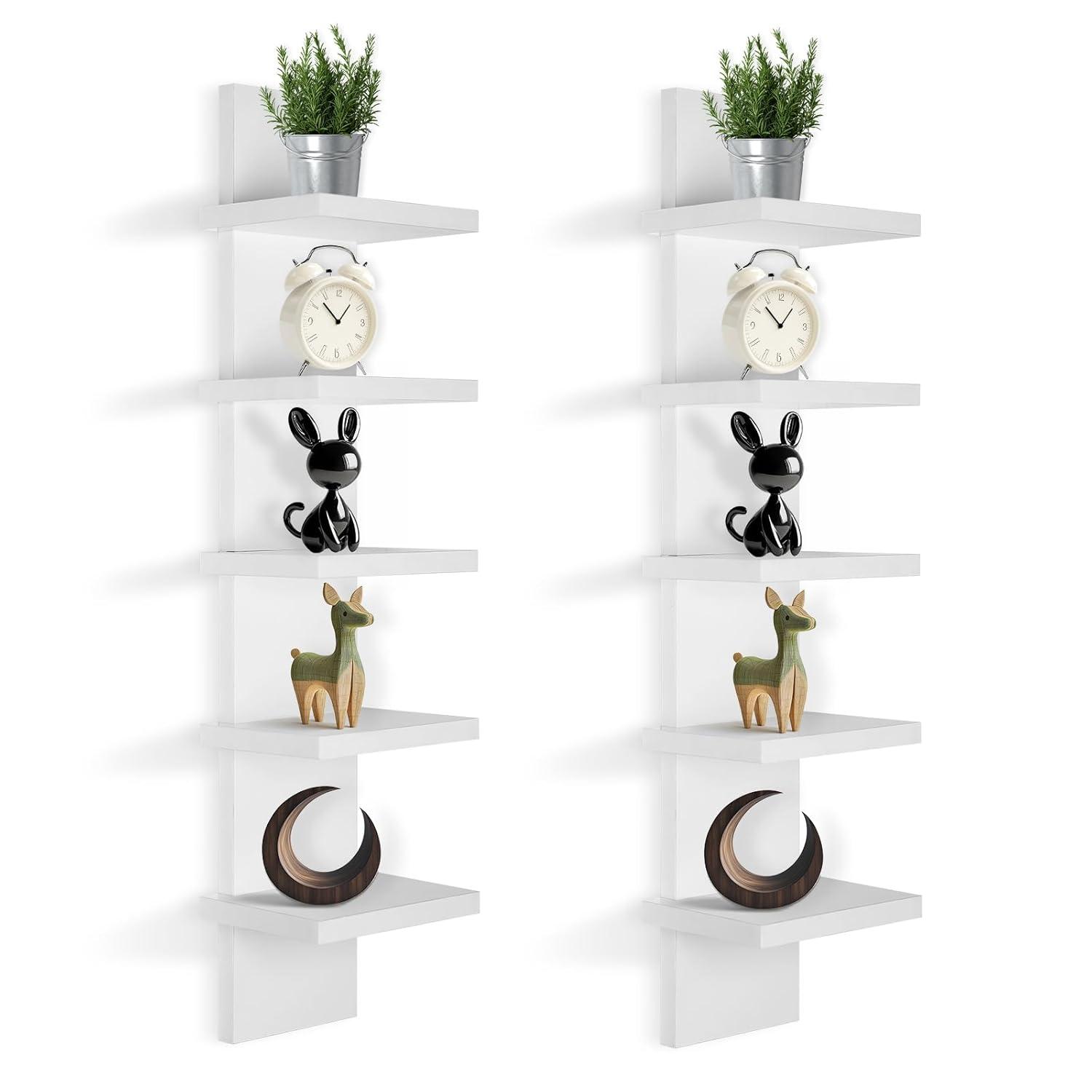 5 Tier Wall Shelf Unit, Brown Wall Shelf, Multifunctional Display Floating Shelf, Bedroom and Home Decor Organizer