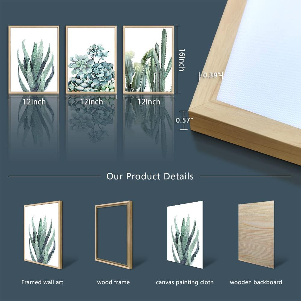 Canvas Wall Art For Living Room Bathroom Wall Decor For Bedroom Kitchen Artwork Canvas Prints Green Plant Flowers Painting 12" X 16" 3 Pieces Modern Framed Office Home Decorations Family Picture