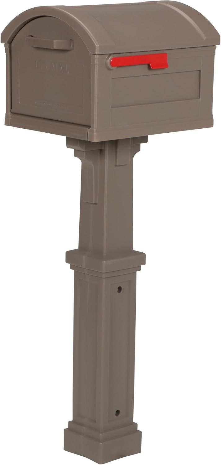 Gibraltar Mailboxes Grand Haven Classic Plastic Post Mount Mocha Mailbox