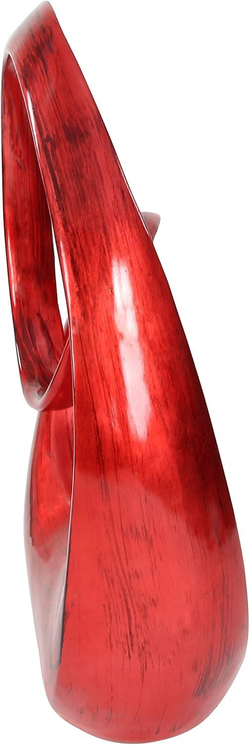 Red Polystone Abstract Swirl Decorative Sculpture