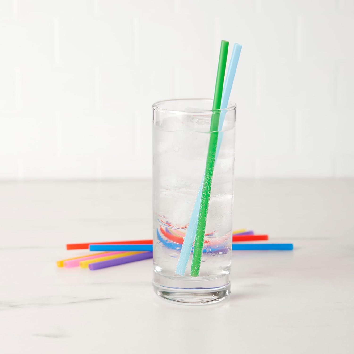 True Colorful Straws, Long Disposable Straws for Cocktails, Smoothies, Iced Coffee, Disposable Party Supplies, Assorted Colors, Set of 100