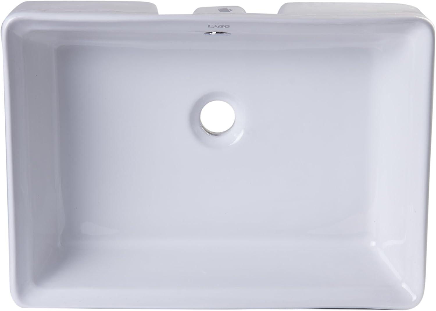 EAGO 14.125'' White Porcelain Rectangular Bathroom Sink with Overflow