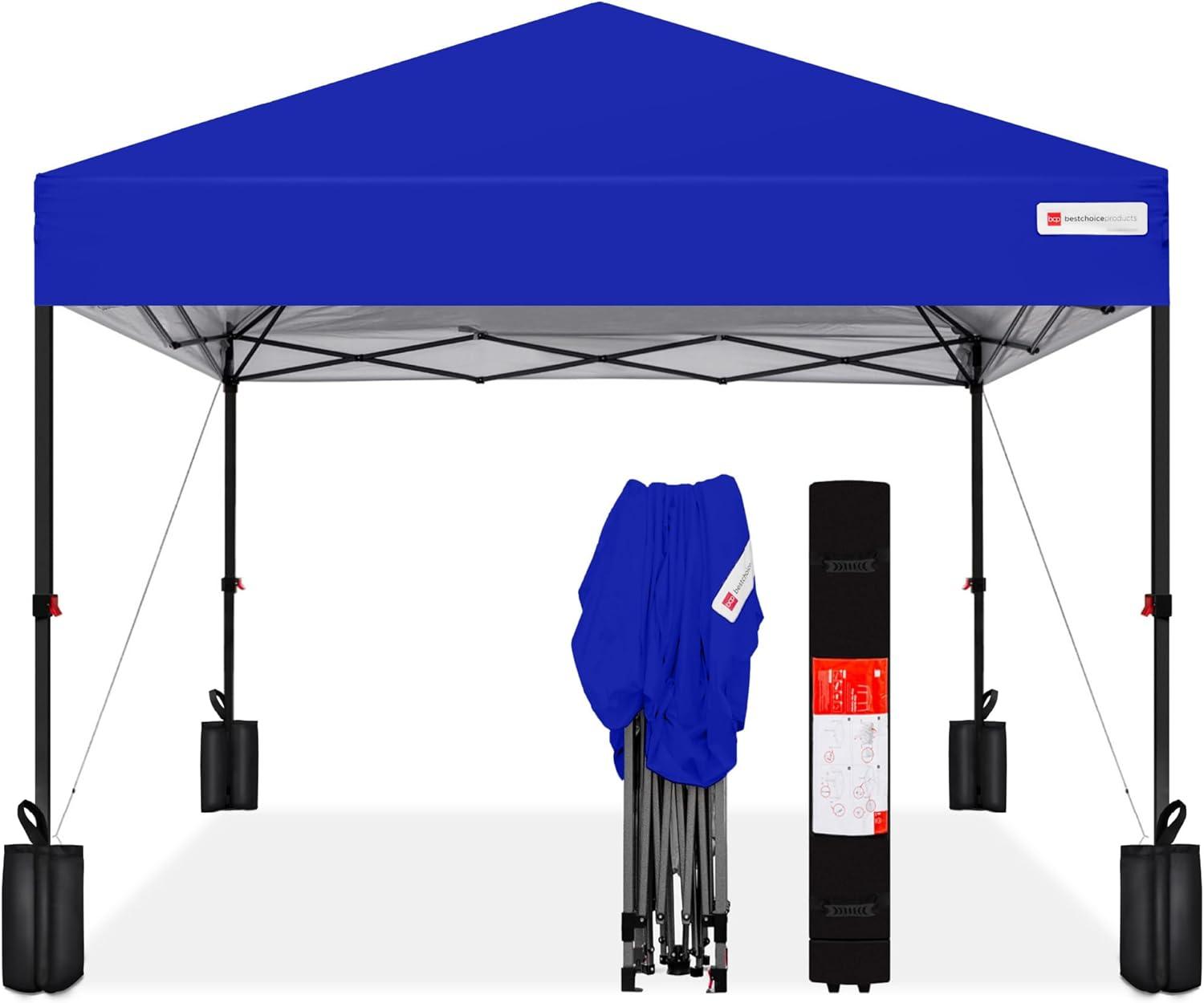 Best Choice Products 8x8ft Easy Setup Pop Up Canopy w/ 1-Button Setup, Wheeled Case, 4 Weight Bags