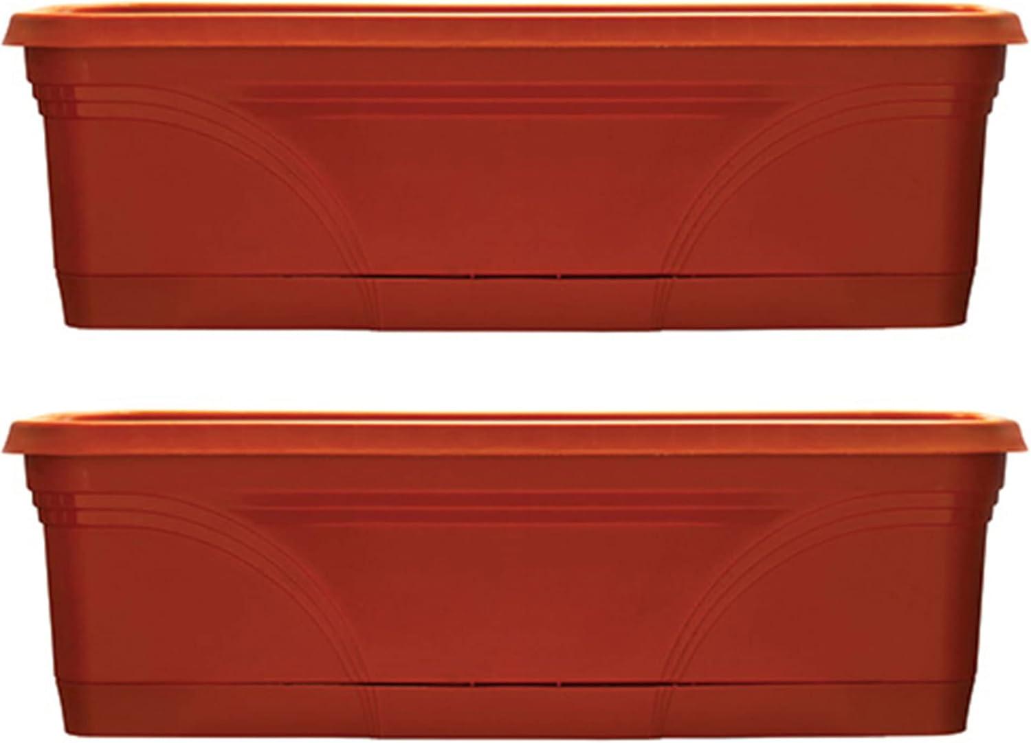 Terracotta Medallion 36" Rectangular Hanging Planter Duo