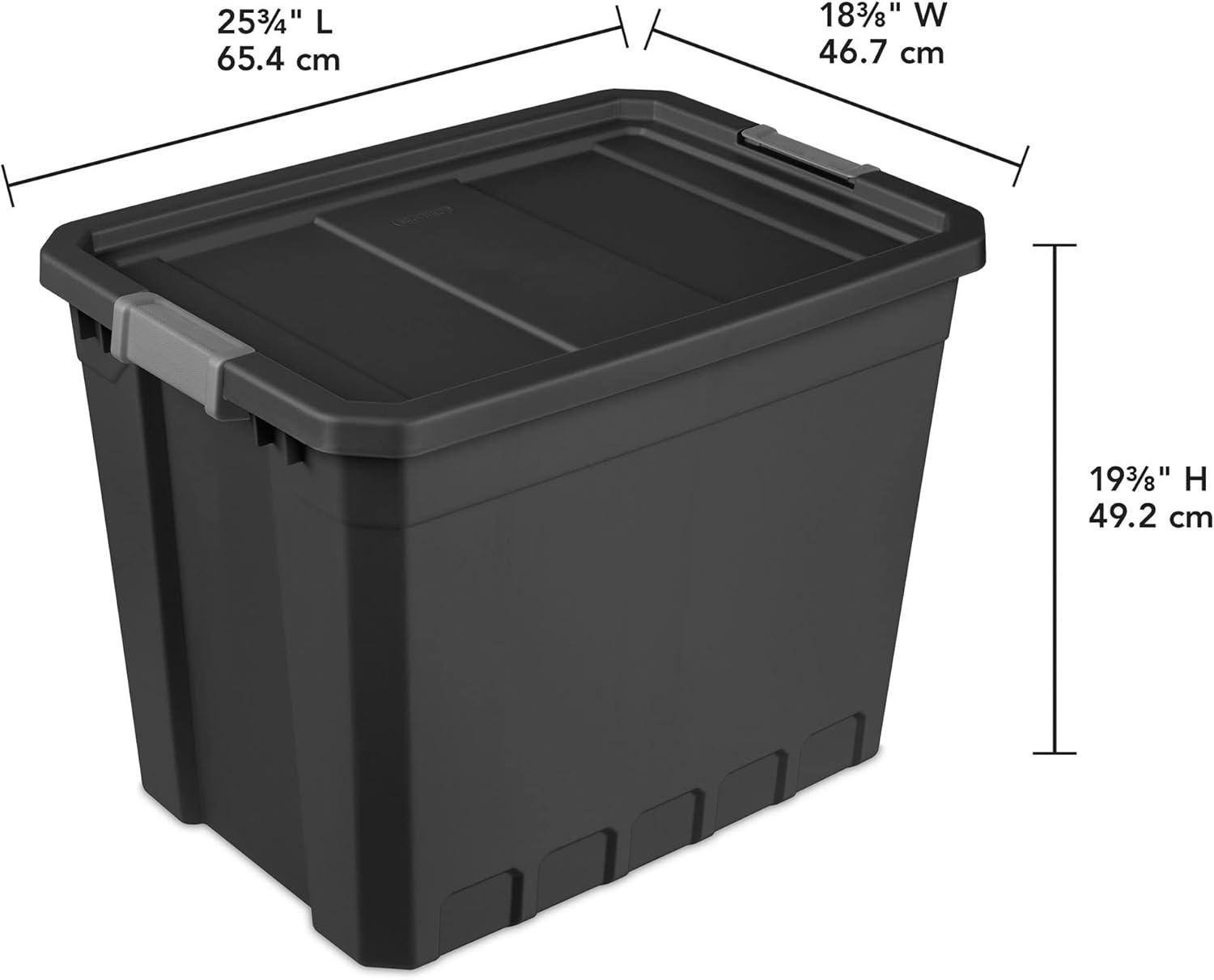 Black 27 Gallon Stackable Storage Tote with Lid