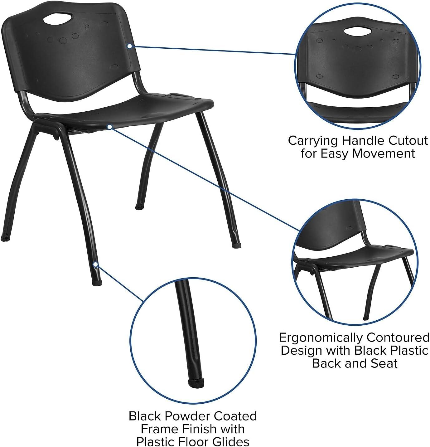 Black Powder-Coated Metal Stacking Office Chair