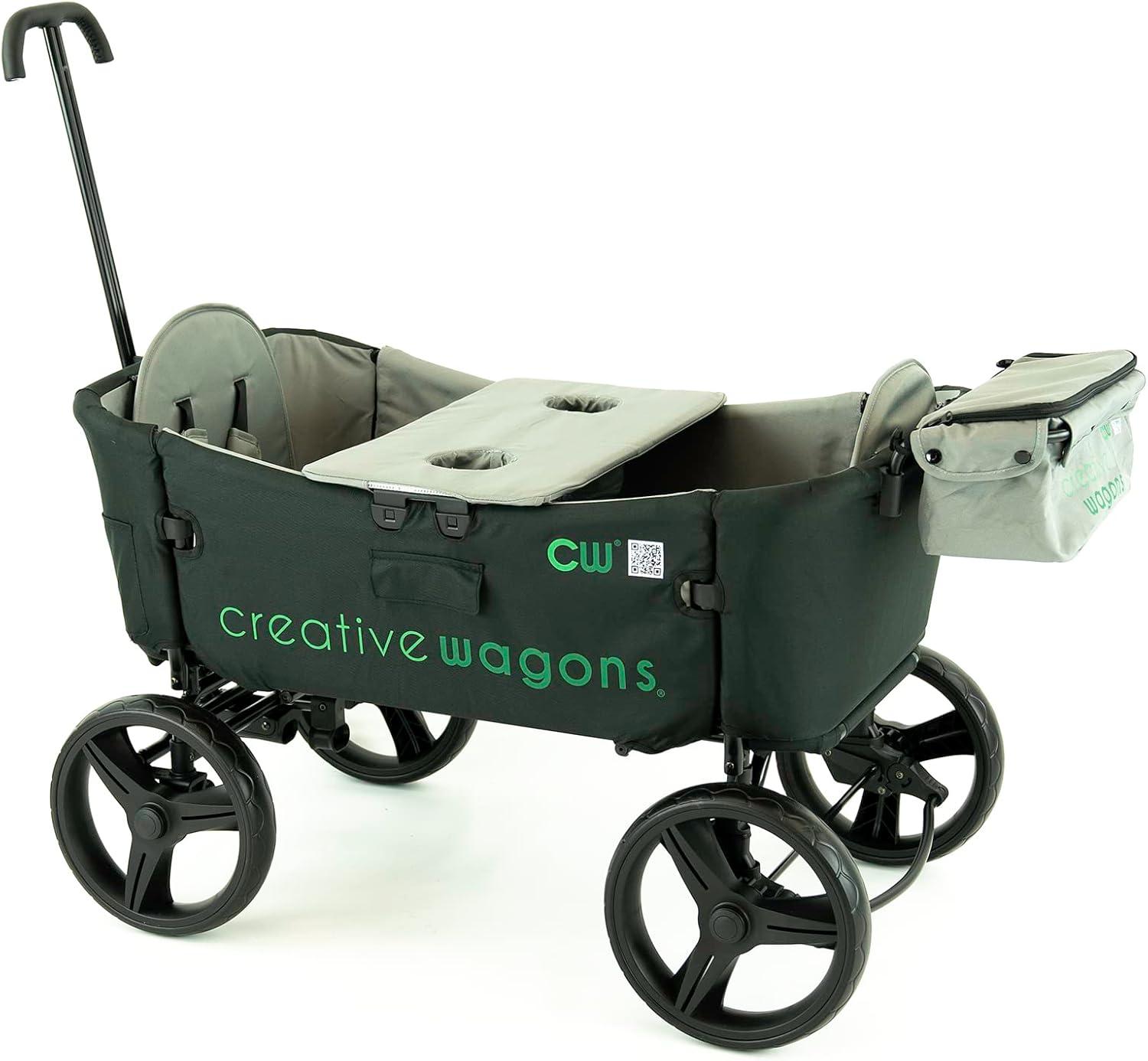 Creative Outdoor Stroller Wagon with Canopy for Kids Push Pull Folding Wagon, Black