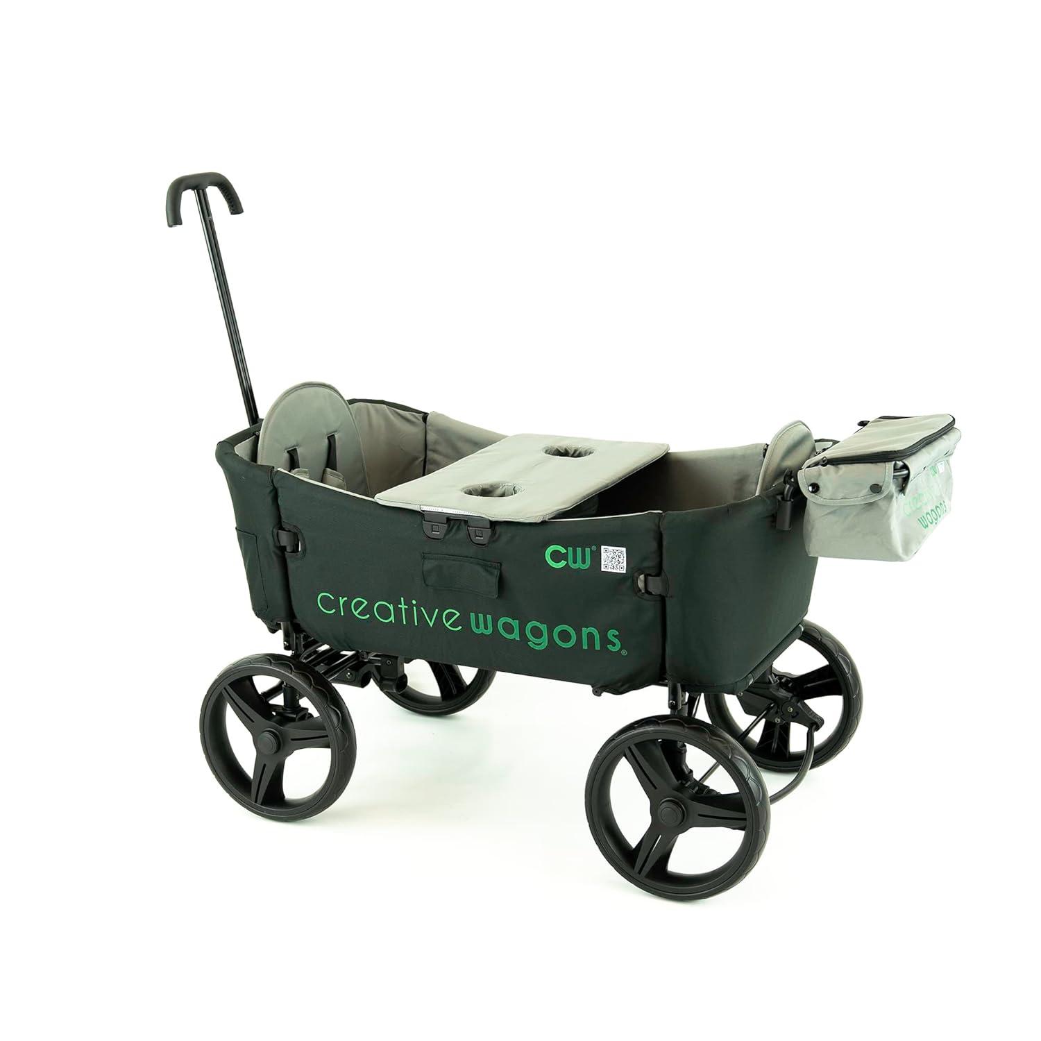 Creative Outdoor Stroller Wagon with Canopy for Kids Push Pull Folding Wagon, Black