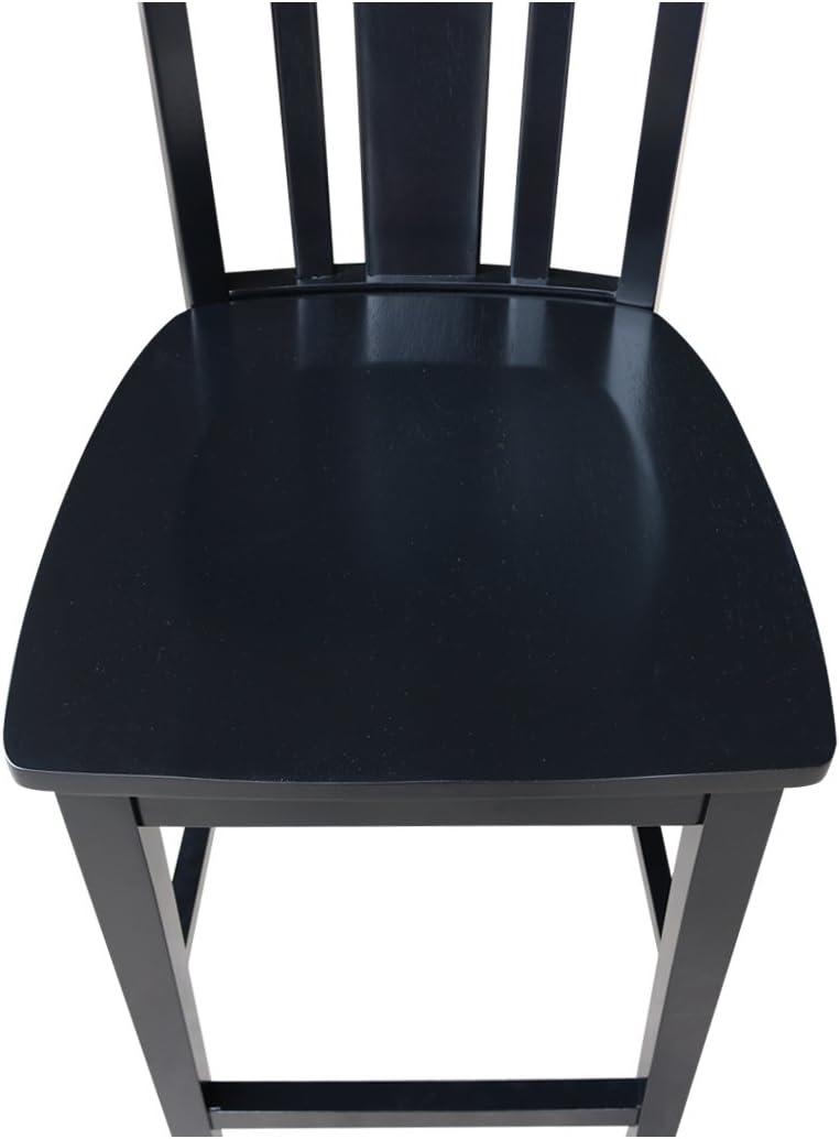 24" San Remo Counter Height Barstool Black - International Concepts: Solid Wood, Traditional Square Design, Durable Parawood