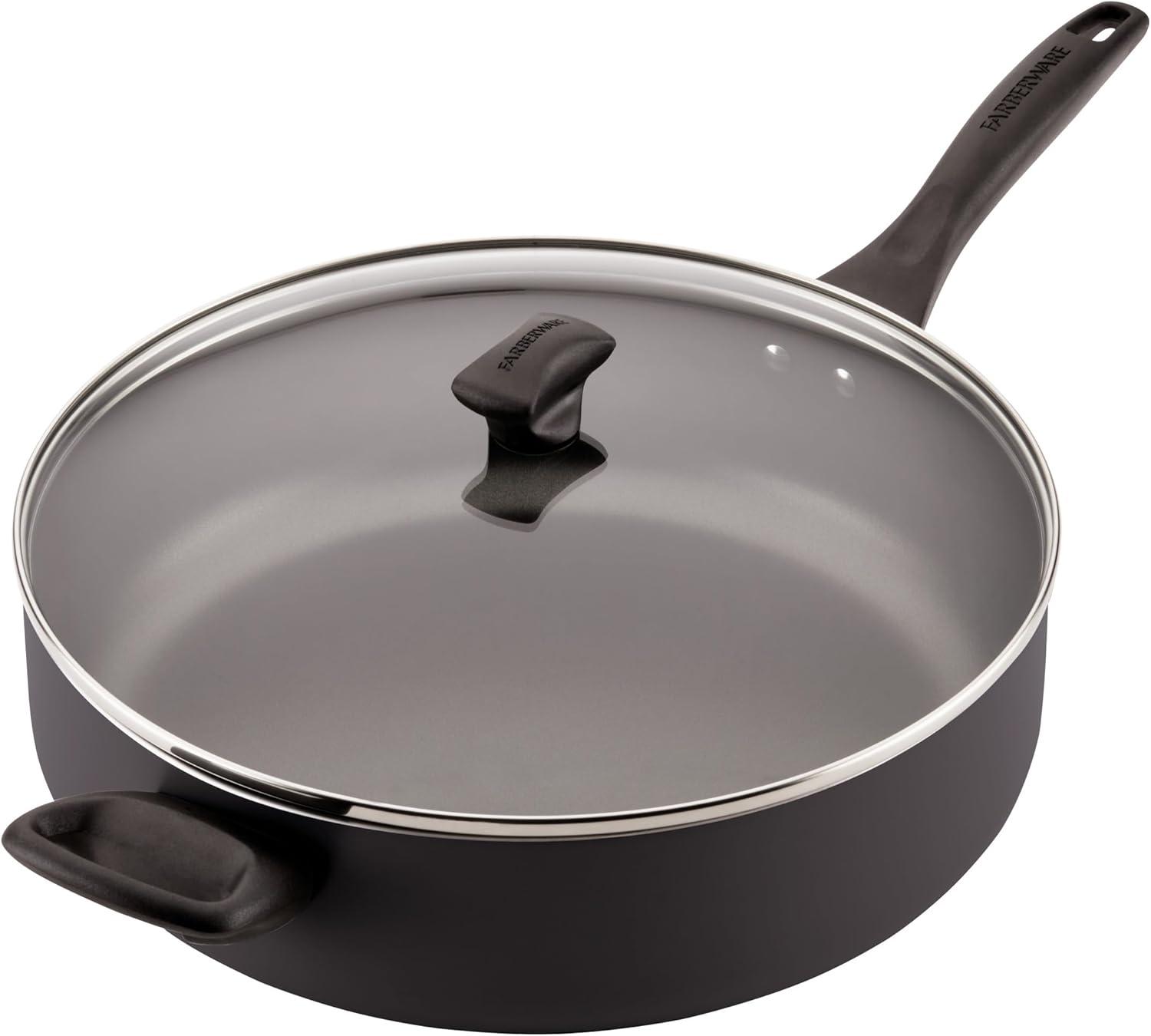 Farberware Dishwasher Safe Nonstick Jumbo Cooker with Lid and Helper Handle, 6 Quart, Black