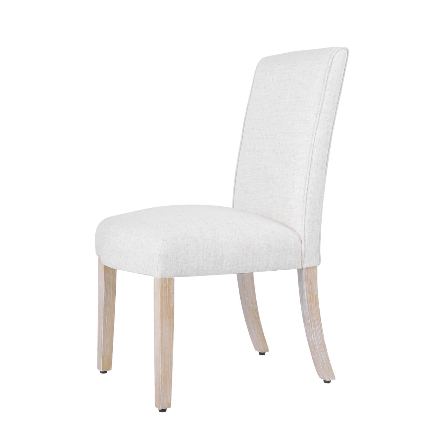 Red Barrel Studio® Scalloped Detail Dining Chair|Upholstered Parsons Dining Chairs |Decorative Home Furniture, Cream Textured Woven, Set Of 2 (Set of 2)