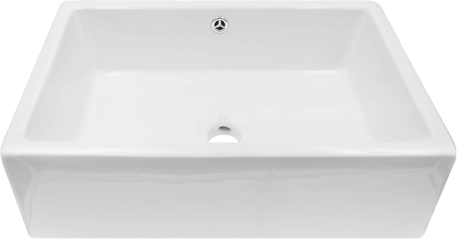 Novatto 20.5'' White Porcelain Rectangular Bathroom Sink with Overflow