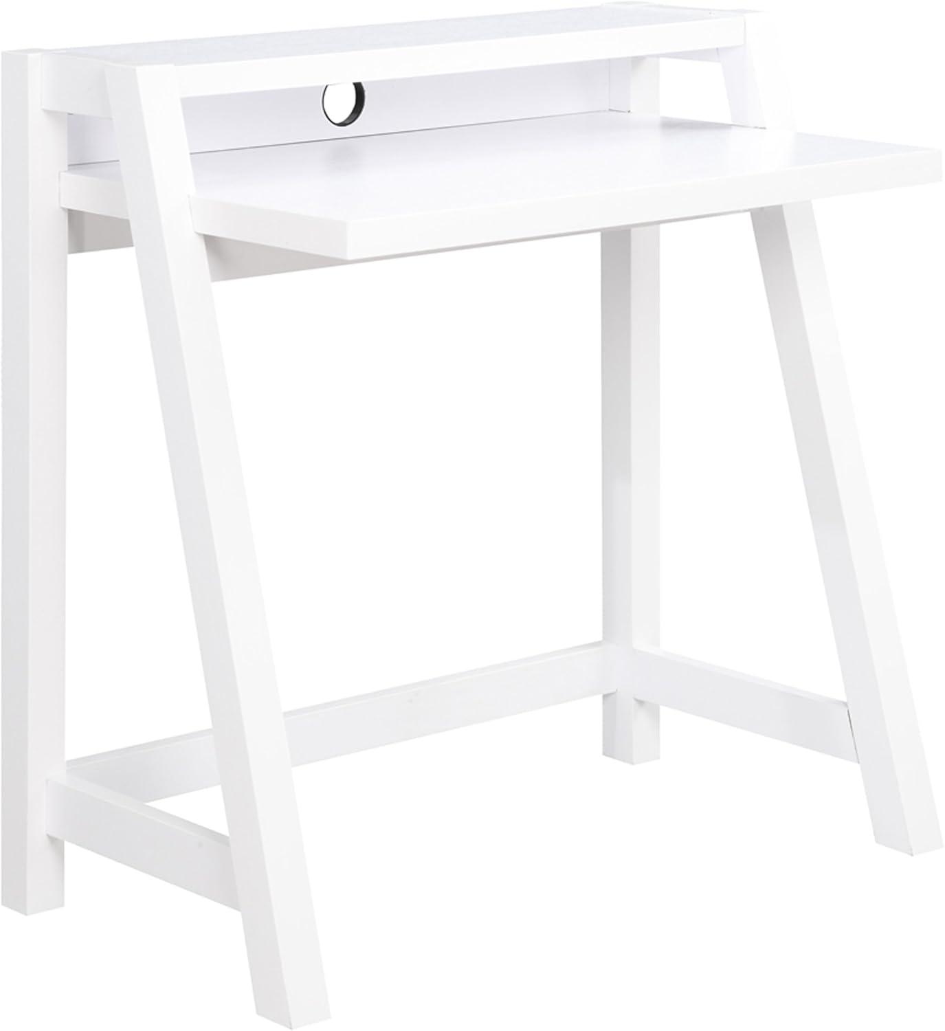 White Wood 35" Modern Desk with Drawer