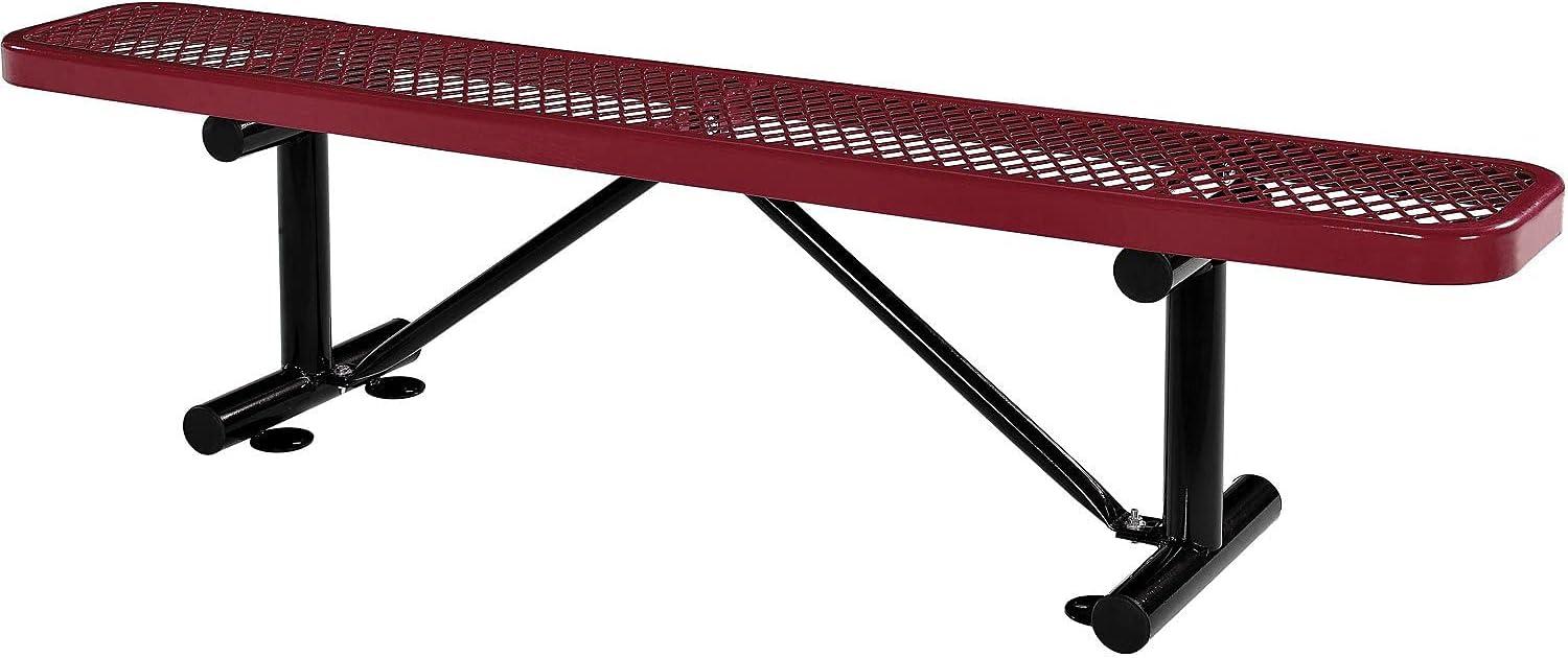 Red Thermoplastic Coated Steel Outdoor Bench, 72 Inch