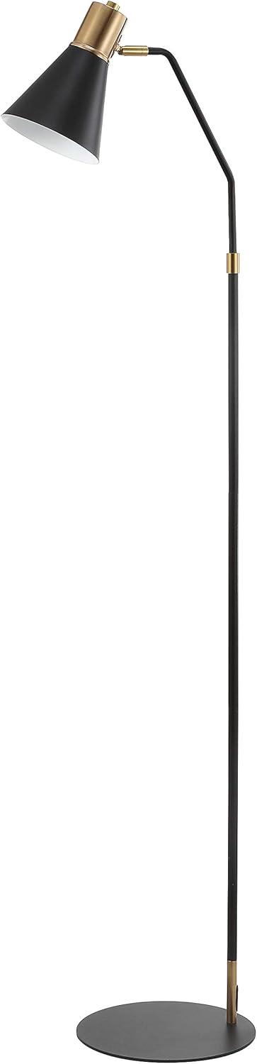 Apollo 61" Modern Metal LED Task Floor Lamp, Black/Brass Gold