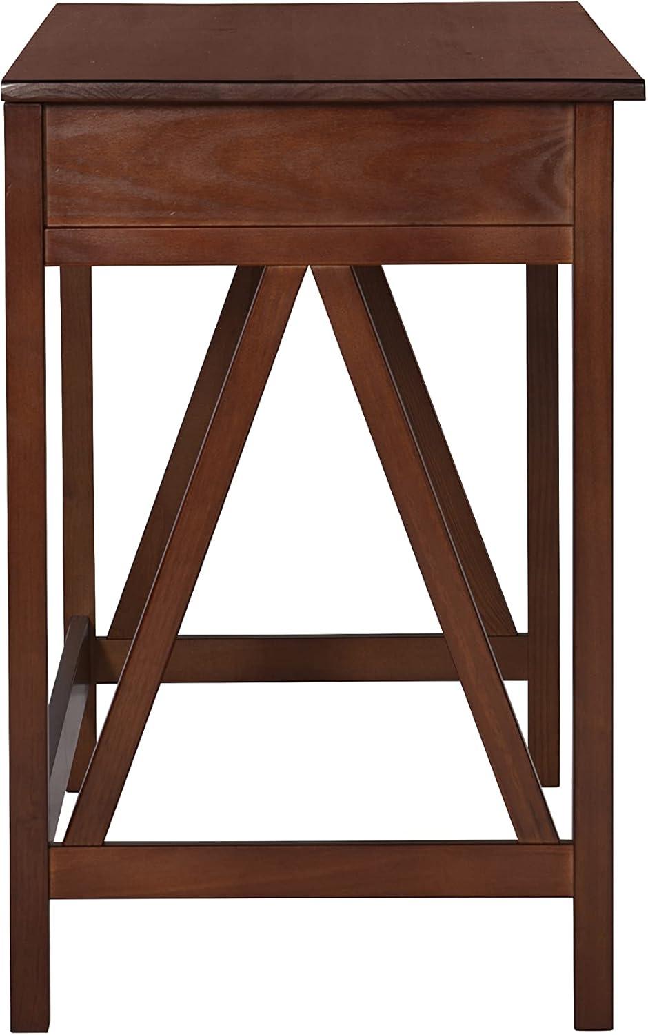 46" Titian Transitional Writing Desk Tobacco - Linon: Home Office Furniture, Pine Frame, Metal Hardware