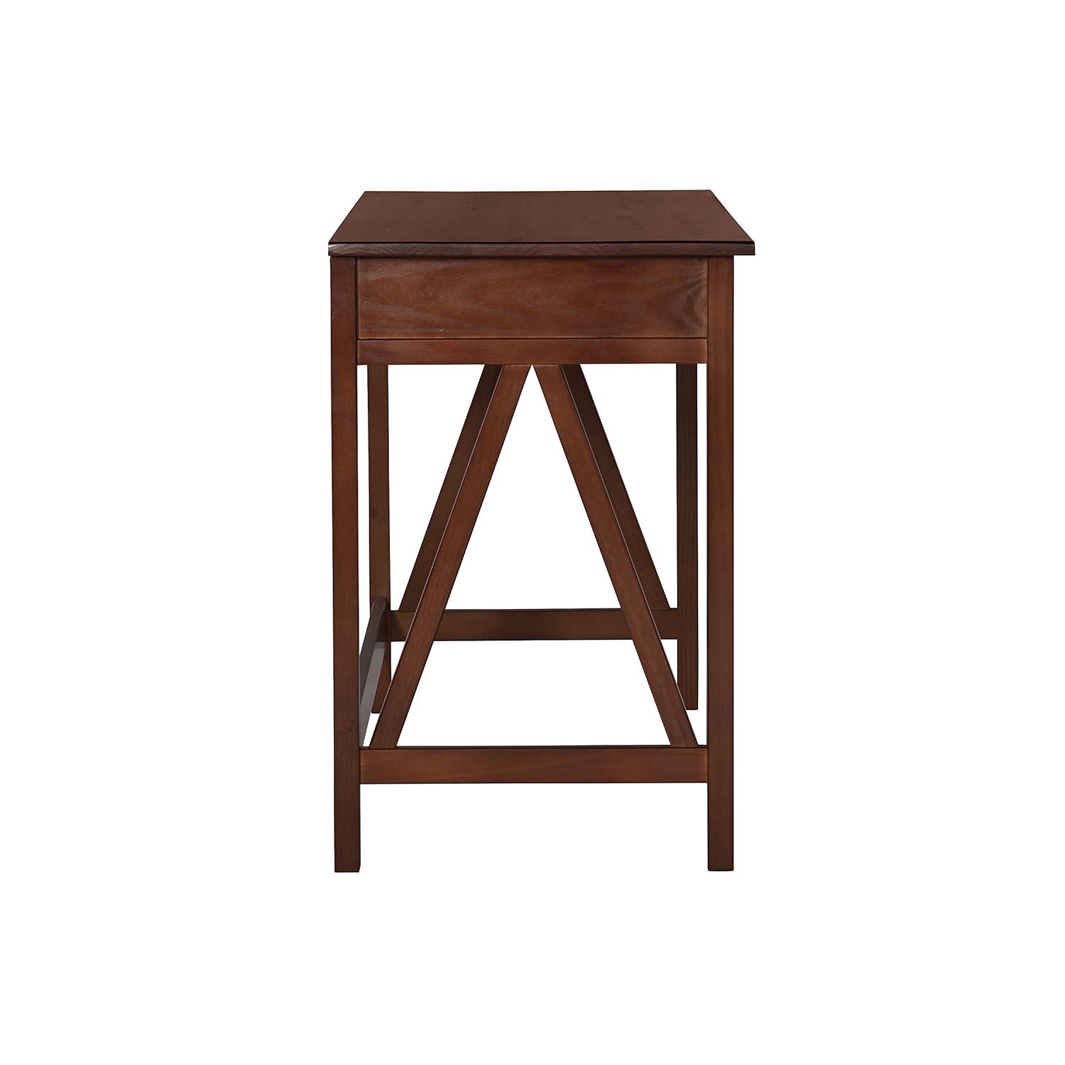 46" Titian Transitional Writing Desk Tobacco - Linon: Home Office Furniture, Pine Frame, Metal Hardware