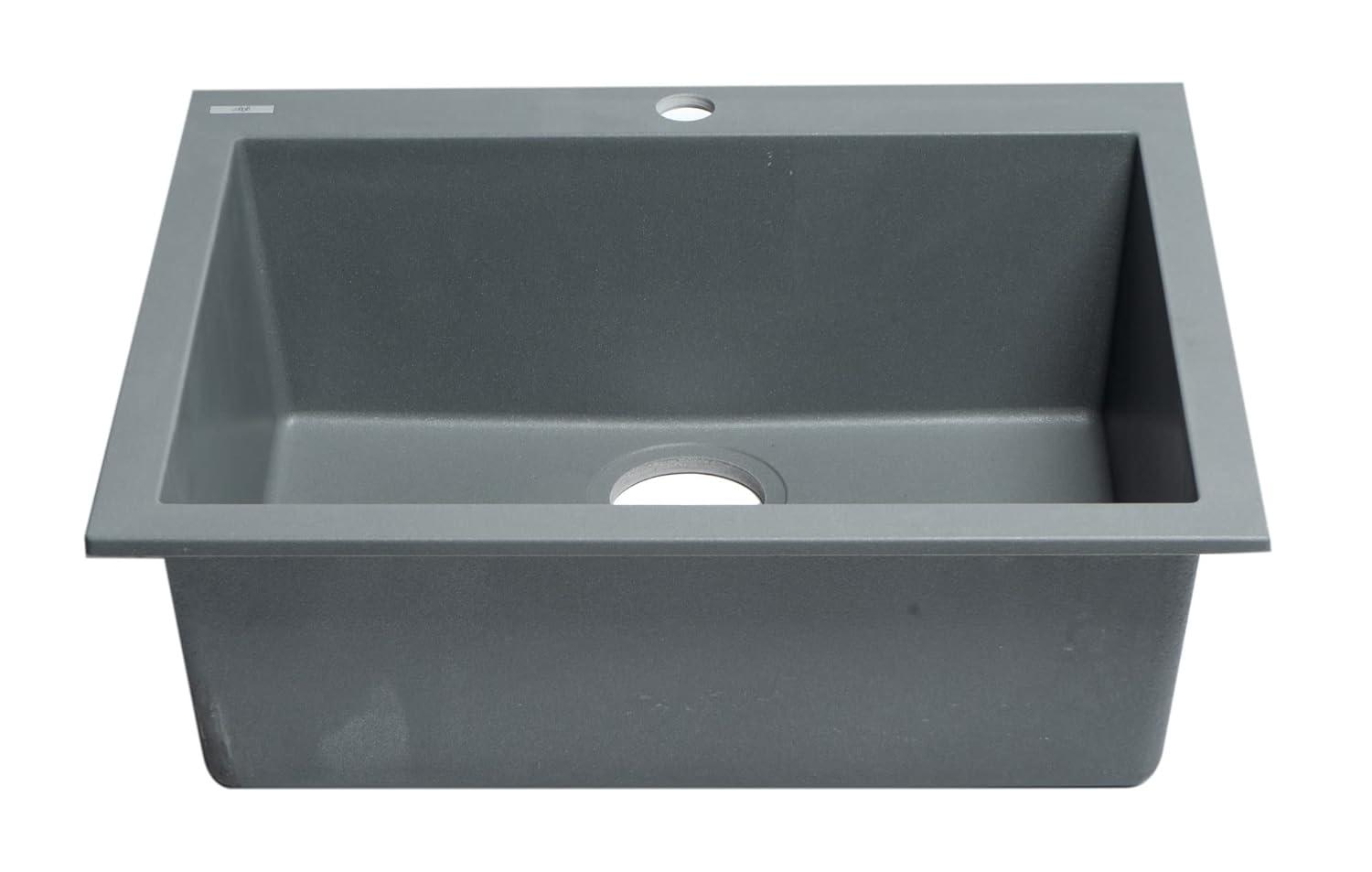 23.63'' L Drop-In Single Bowl Granite Kitchen Sink