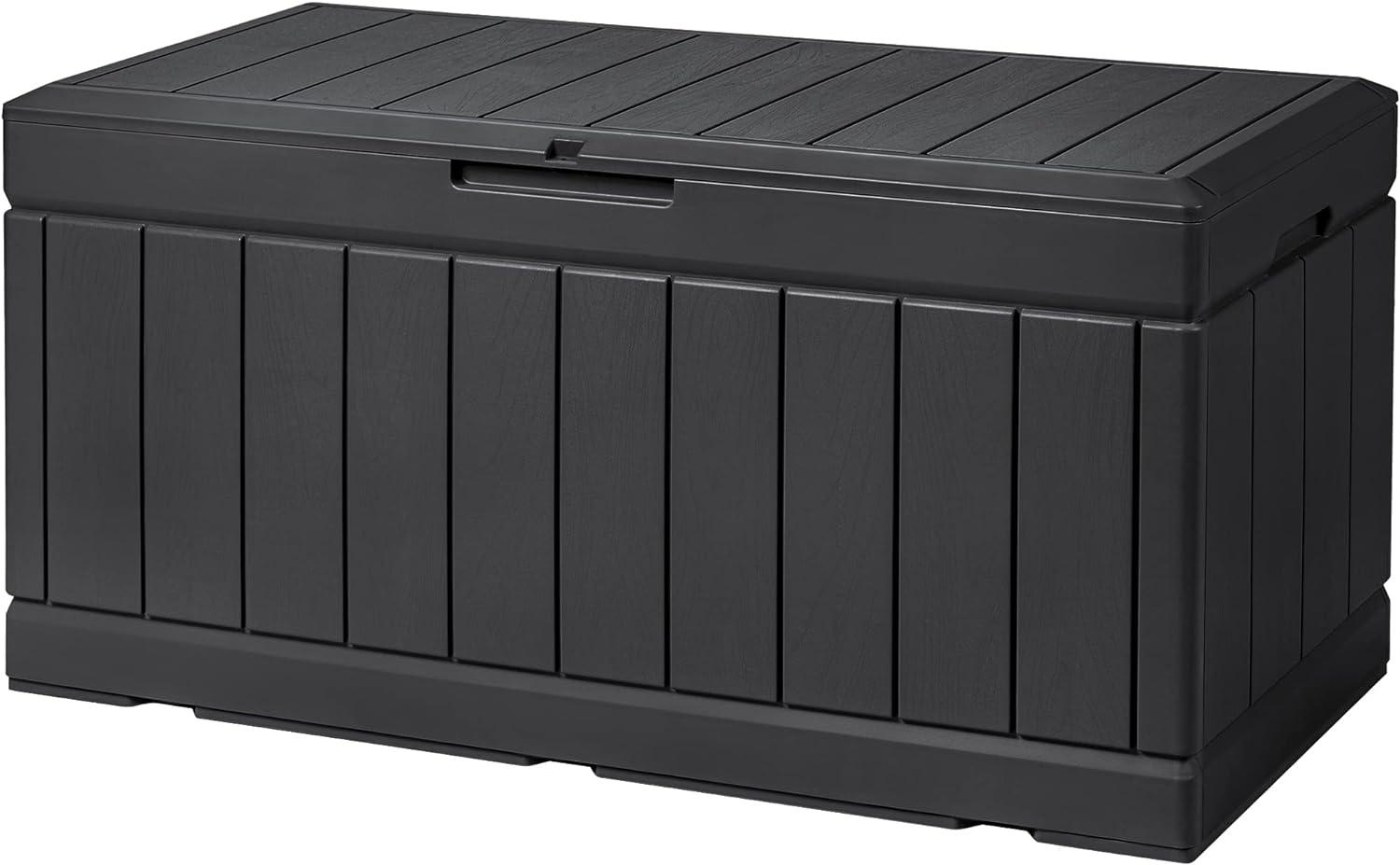 Black Resin Lockable 85 Gallon Outdoor Deck Box