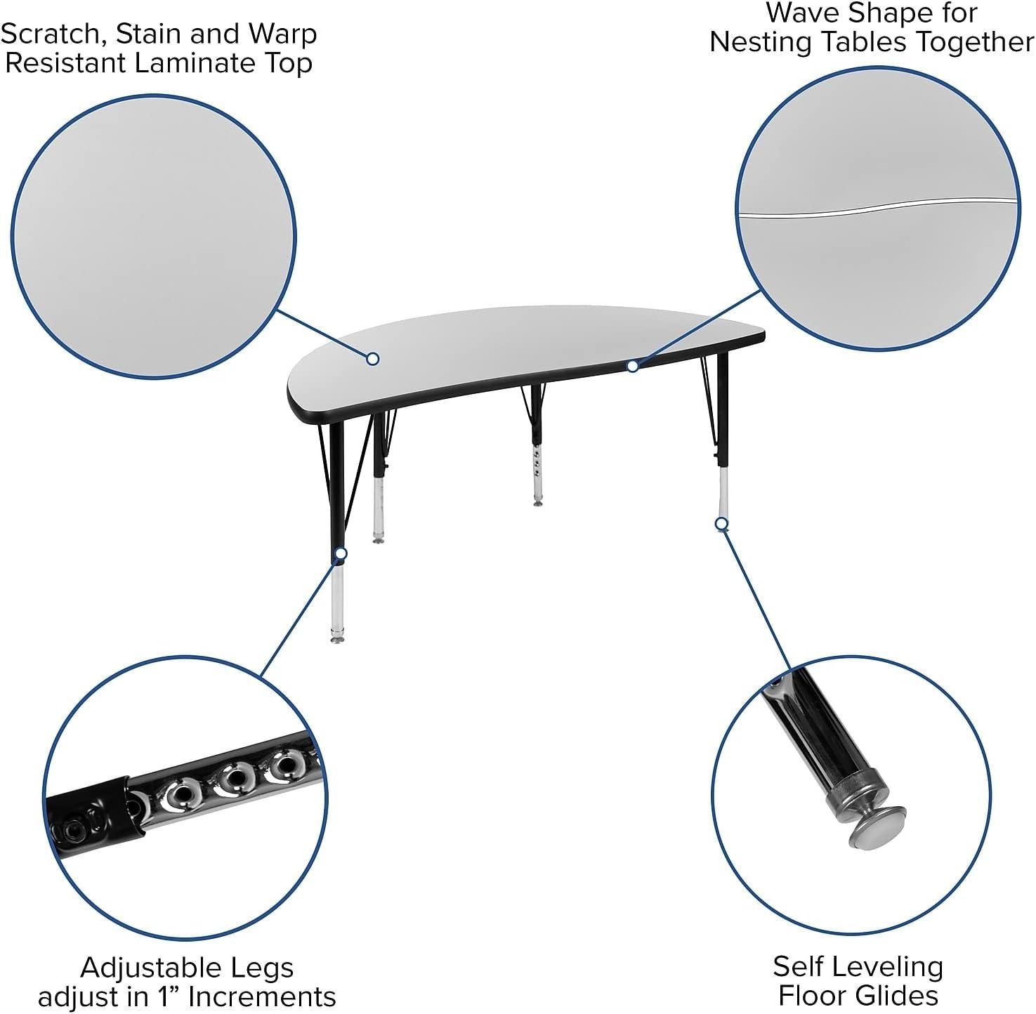 Goddard 48" Grey Thermal Laminate Wave Collaborative Activity Table