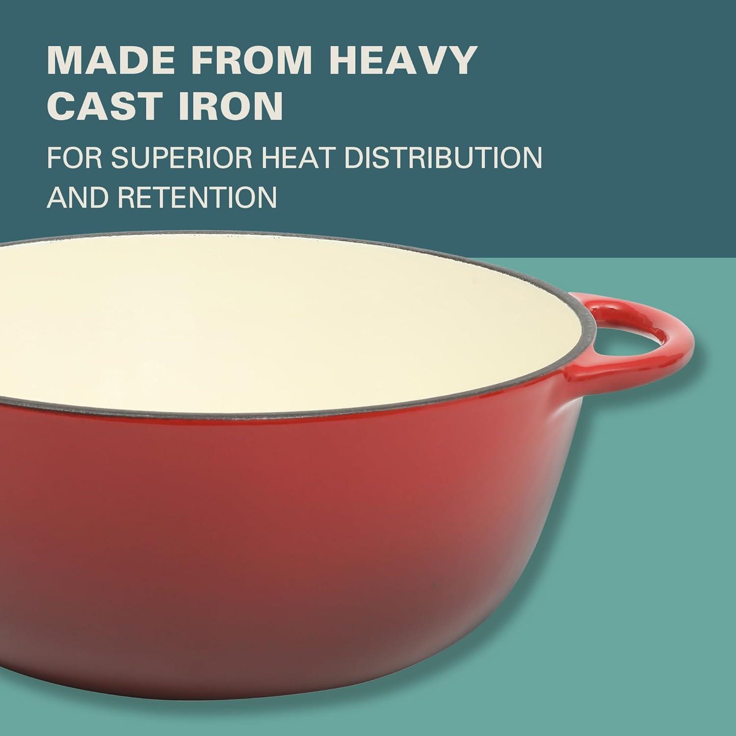 Gibson Home Gibson Home Addlestone 2.65 Quart Enamel Cast Iron Dutch Oven - Red