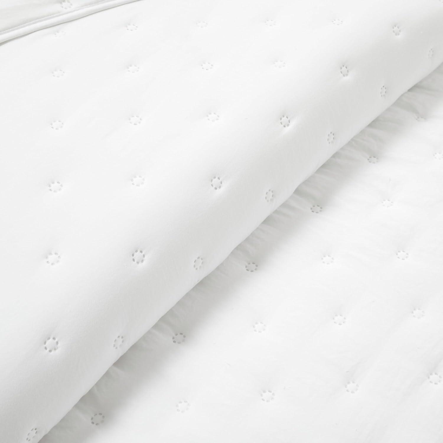 Reyna Ruffle Reversible Oversized Quilt White 3Pc Set King