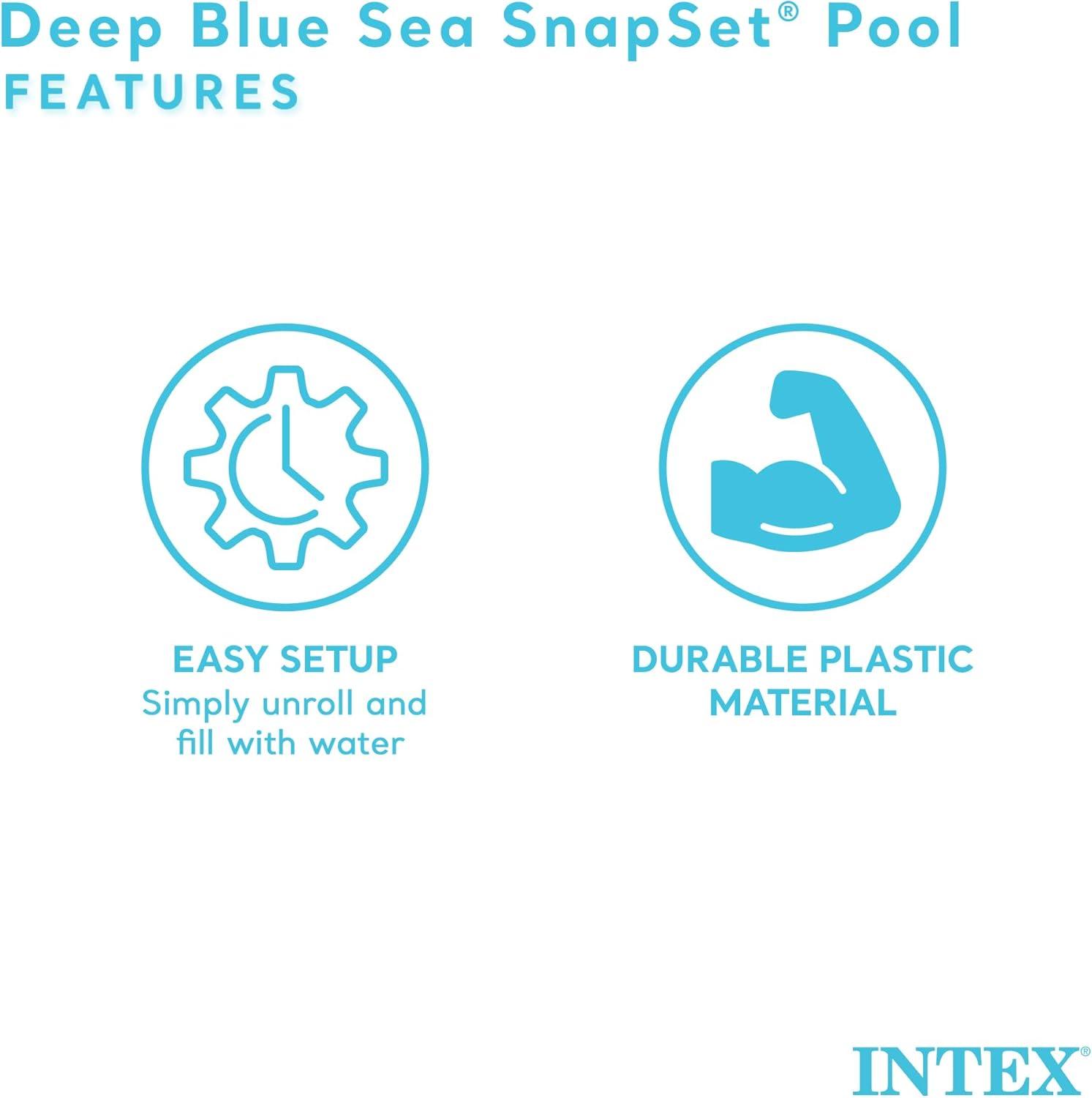 Intex Deep Sea Blue 8 feet x 18 inch SnapSet Instant Round Above Ground Swimming Kiddie Pool for Kids Ages 3 Years and Up