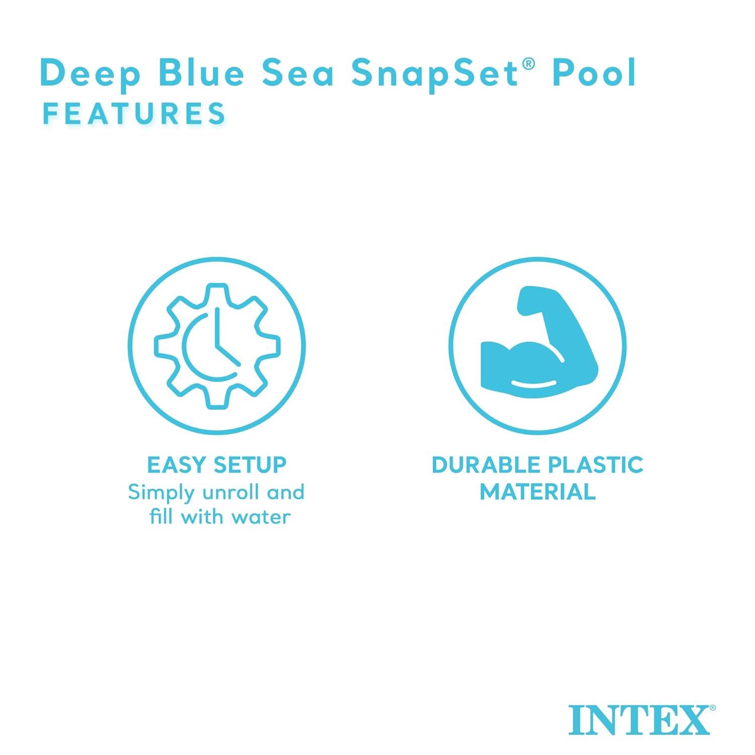 Intex Deep Sea Blue 8 feet x 18 inch SnapSet Instant Round Above Ground Swimming Kiddie Pool for Kids Ages 3 Years and Up
