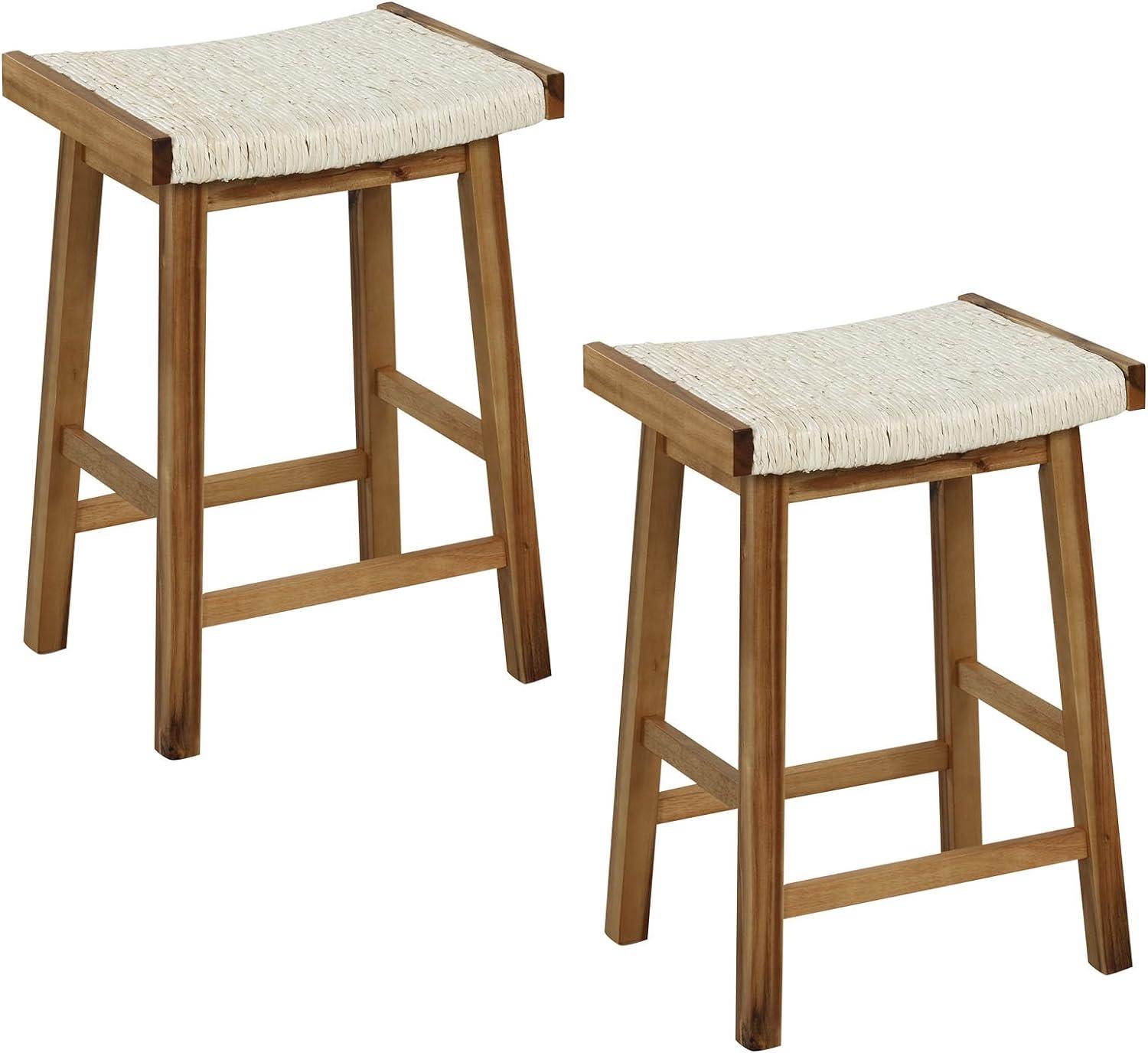 Kadyn Bar Stools, Barstools, Counter Stools, Island Stools, Bar Chairs,Set of 2 25.5 Inch Dining Bar Stool with Seaweed Woven Seat