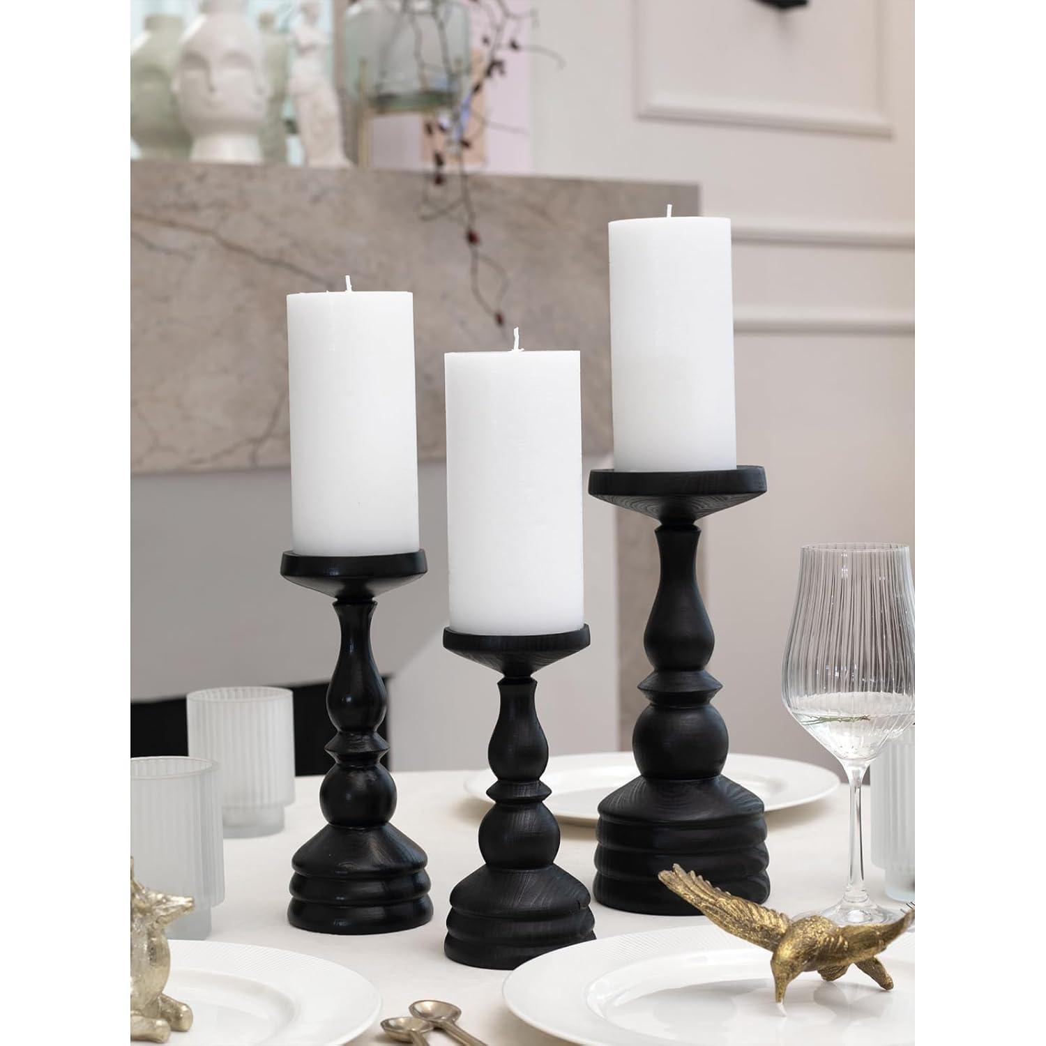 CANDWAX 3x6 Pillar Candles Set of 3 - Decorative Rustic Candles Unscented and Valentines Candles - Ideal as Wedding Candles or Large Candles for Home Interior - White Candles