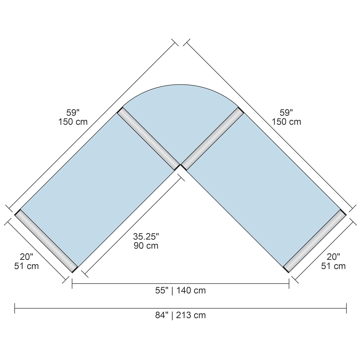 Inbox Zero Courson L-Shaped Glass Top Metal Base Drafting Table