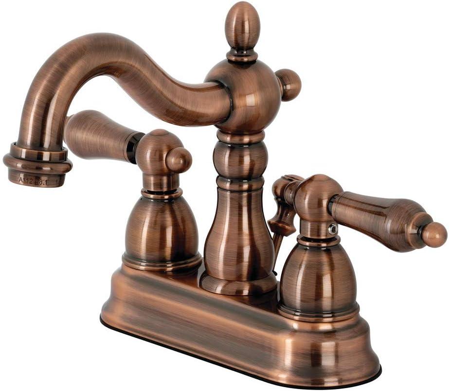 Kingston Brass Heritage Two-Handle 3-Hole Deck Mount 4" Centerset Bathroom Faucet with Plastic Pop-Up