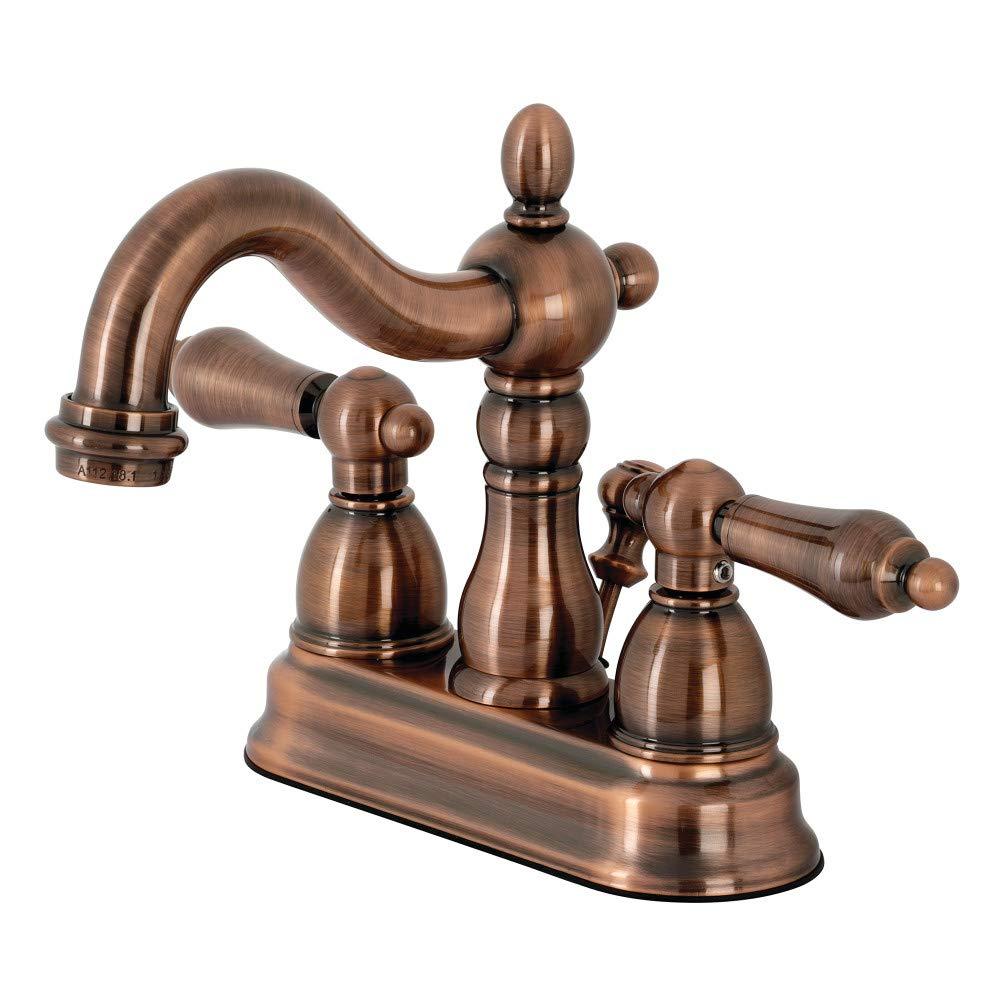 Kingston Brass Heritage Two-Handle 3-Hole Deck Mount 4" Centerset Bathroom Faucet with Plastic Pop-Up
