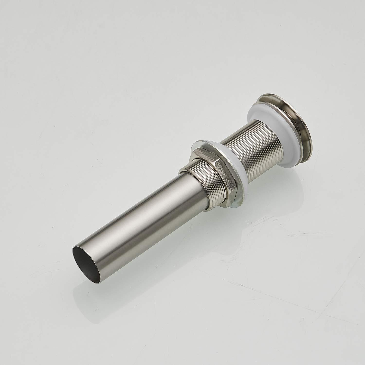 BWE Bathroom Sink Drain Bathroom Faucet Vessel Vanity Sink Drain Stopper Without Overflow Fits Bathroom Standard Sink Hole 1-1/2" to 1-3/4" Brushed Nickel