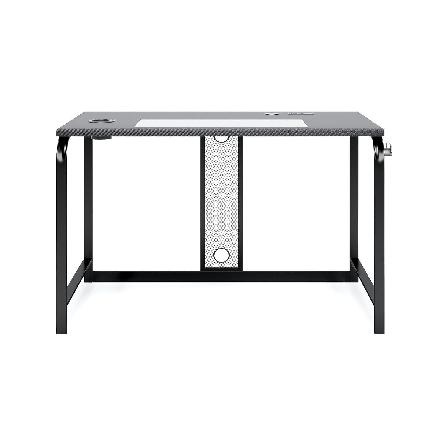 Lynxtyn 49.5" Black Contemporary Desk with USB and Cup Holder