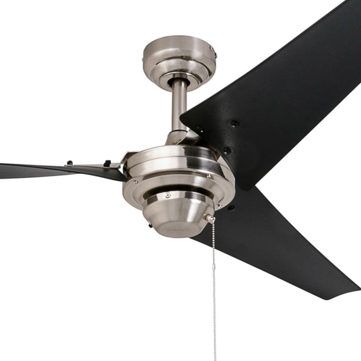 Prominence Home Armadale 56" Nickel Industrial Ceiling Fan with 3 Blades, Pull Chain & Reverse Airflow